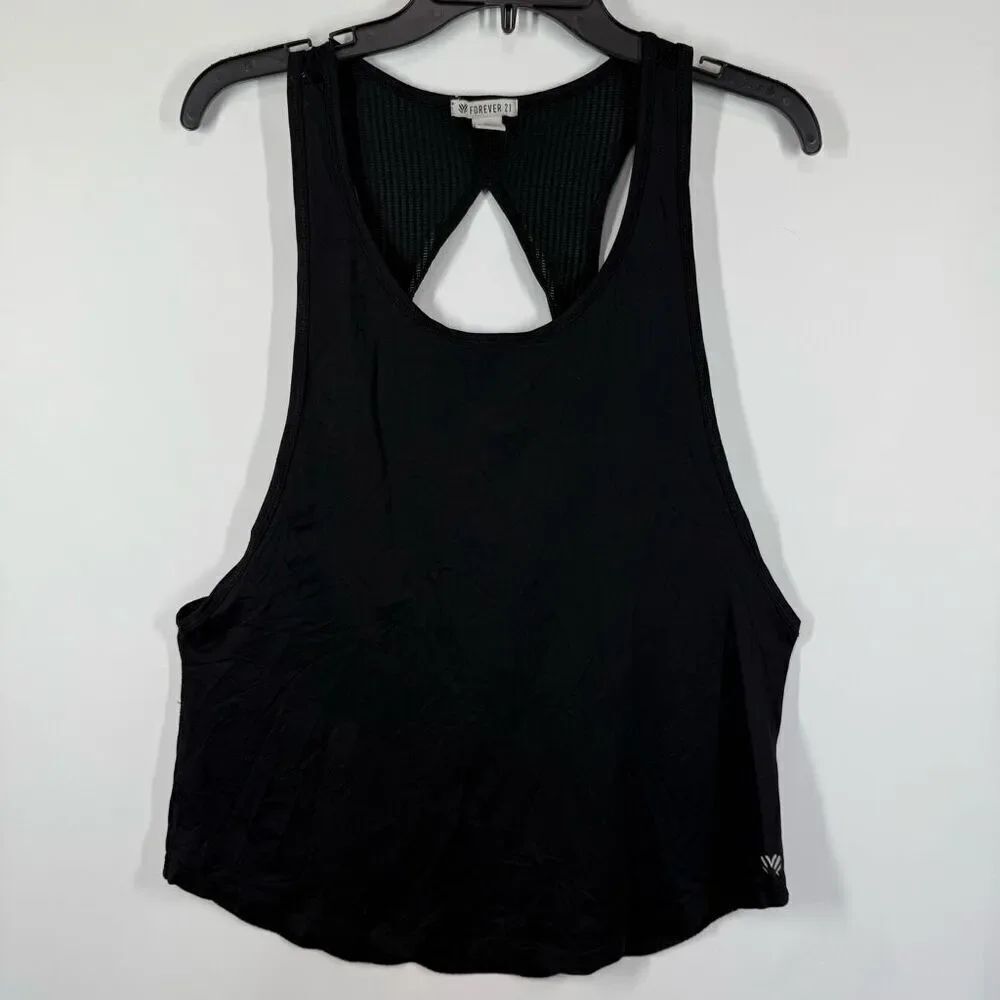 Forever 21 black tank top meh back size medium ￼